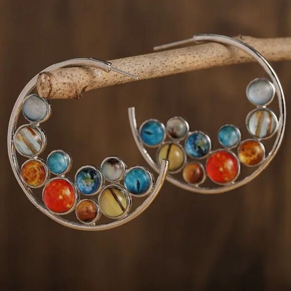 boho hoop earrings A327 - Picture 1 of 4